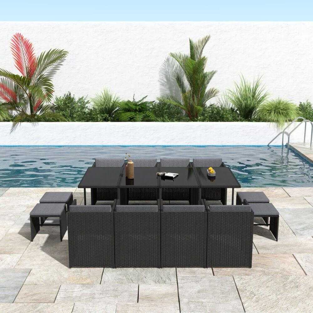 Bali 13PC Outdoor Patio Dining Sets - Black