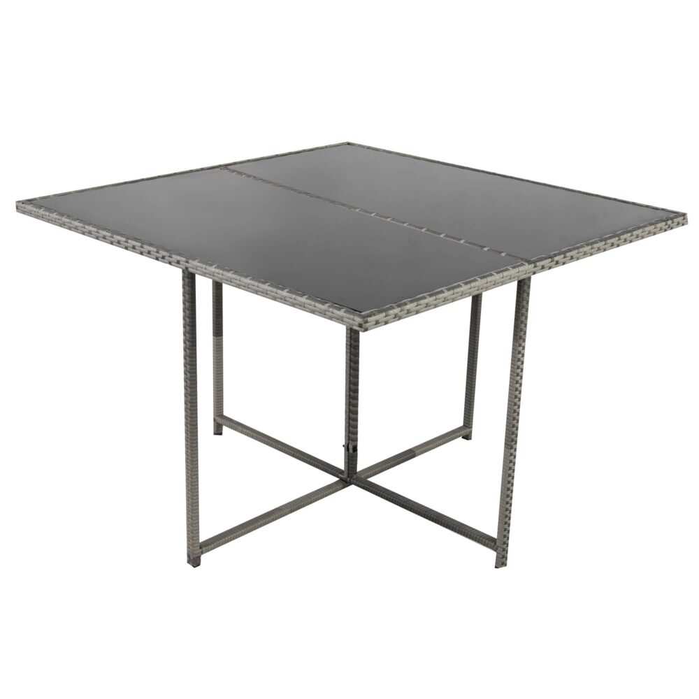 Horrocks 8 Seater Outdoor Dining Set in grey with tempered glass table top and rattan design.