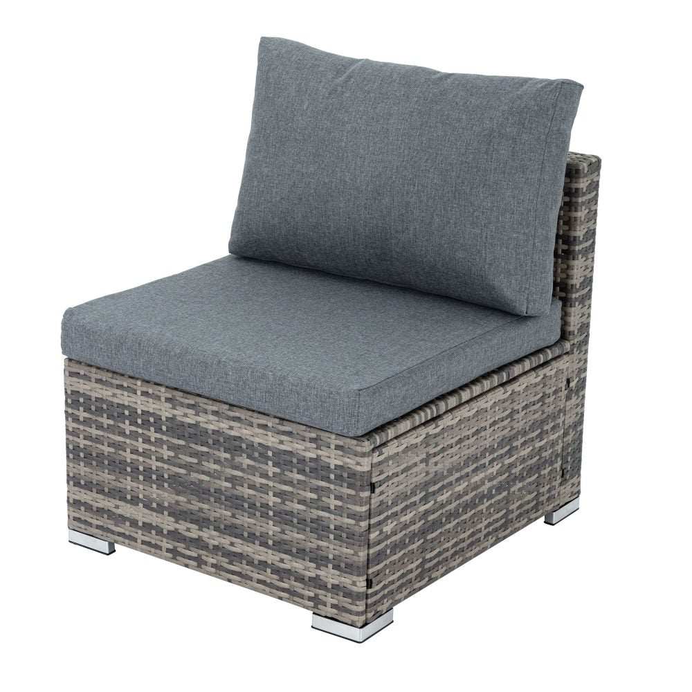 Outdoor Modular Lounge Sofa Coogee-Grey with grey cushion on a weatherproof alloy frame.