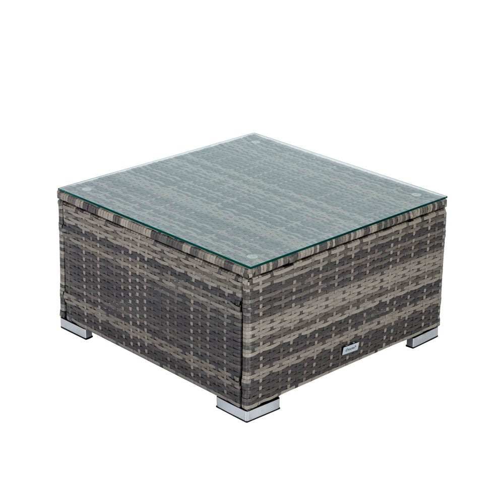 Outdoor modular lounge sofa coffee table with a weatherproof alloy frame in Coogee grey.