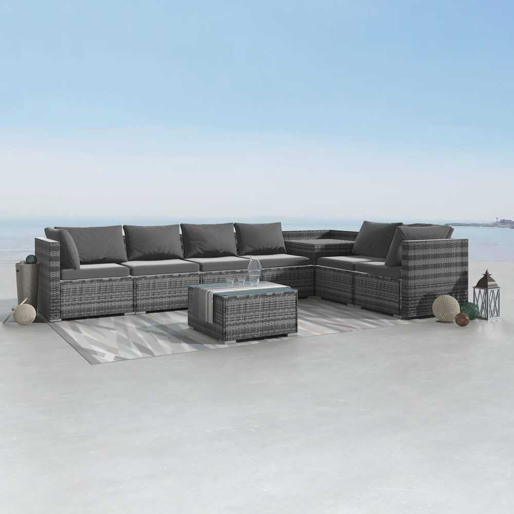 8PCS Outdoor Furniture Modular Lounge Sofa Lizard-Grey