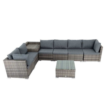 8PCS Outdoor Furniture Modular Lounge Sofa Lizard-Grey