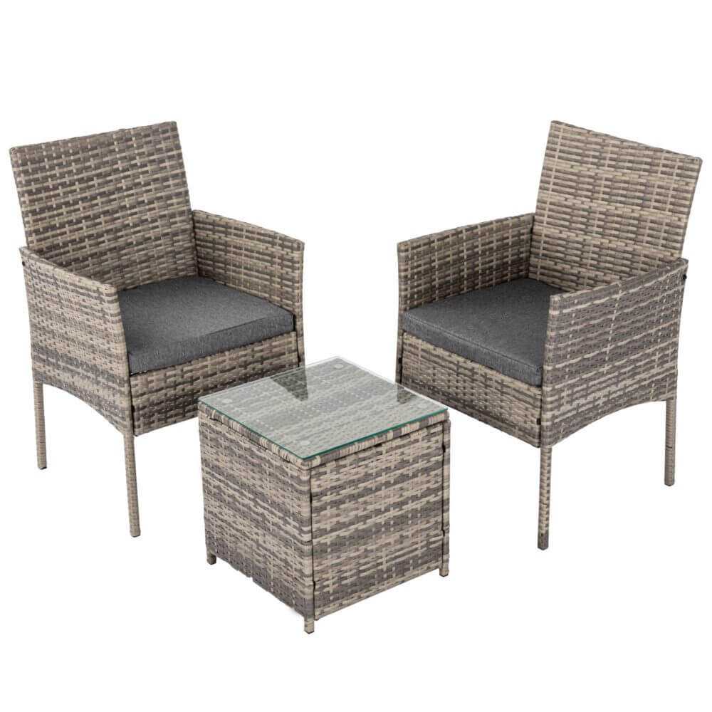 2 Seater PE Rattan Outdoor 4 Pieces Bedroom Suite King Size in Solid W