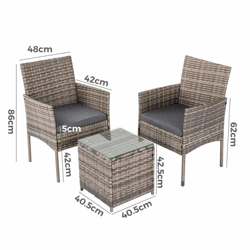 2 Seater PE Rattan Outdoor 4 Pieces Bedroom Suite King Size in Solid W