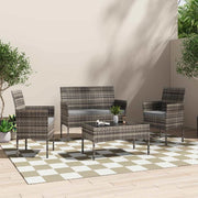 4 Seater Wicker Outdoor Lounge Set – Mixed Grey