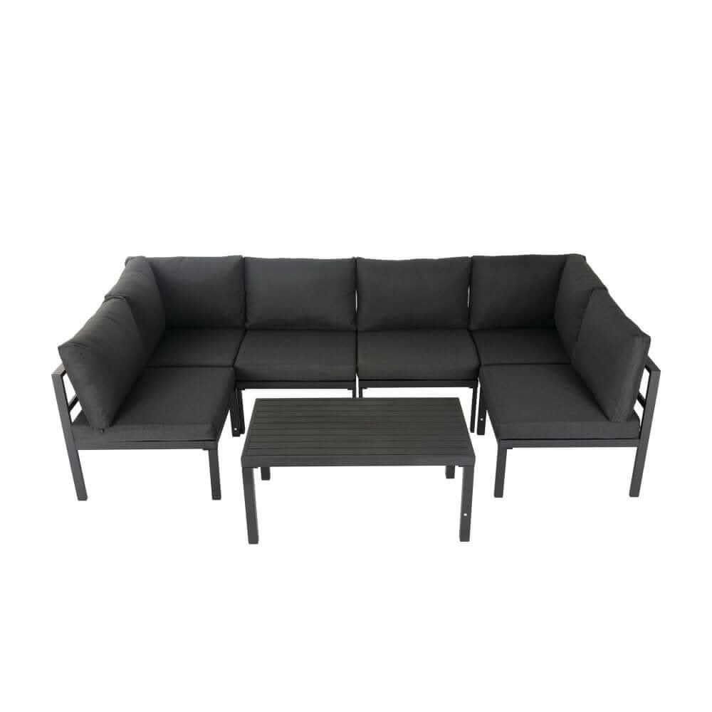 Outdoor 7-Piece Modern Patio Couch Set - Charcoal Grey