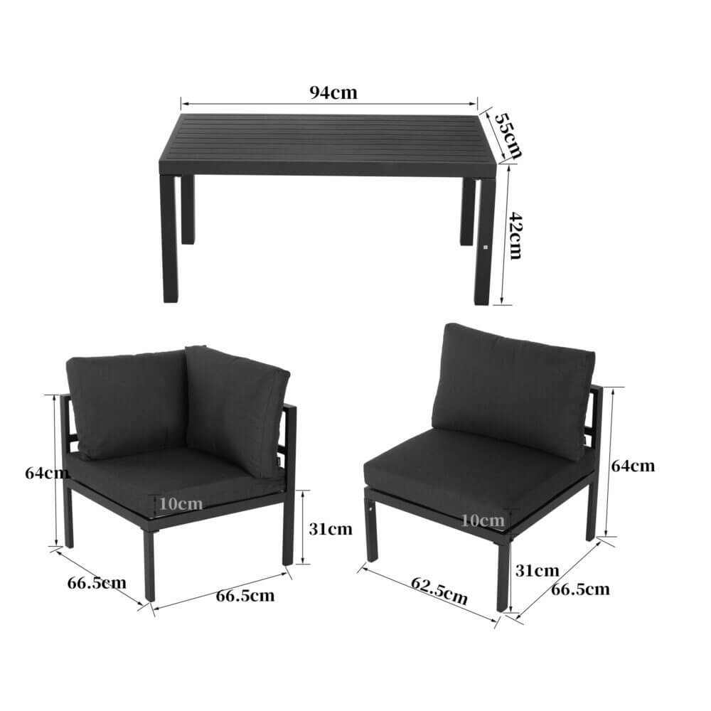 Outdoor 7-Piece Modern Patio Couch Set - Charcoal Grey