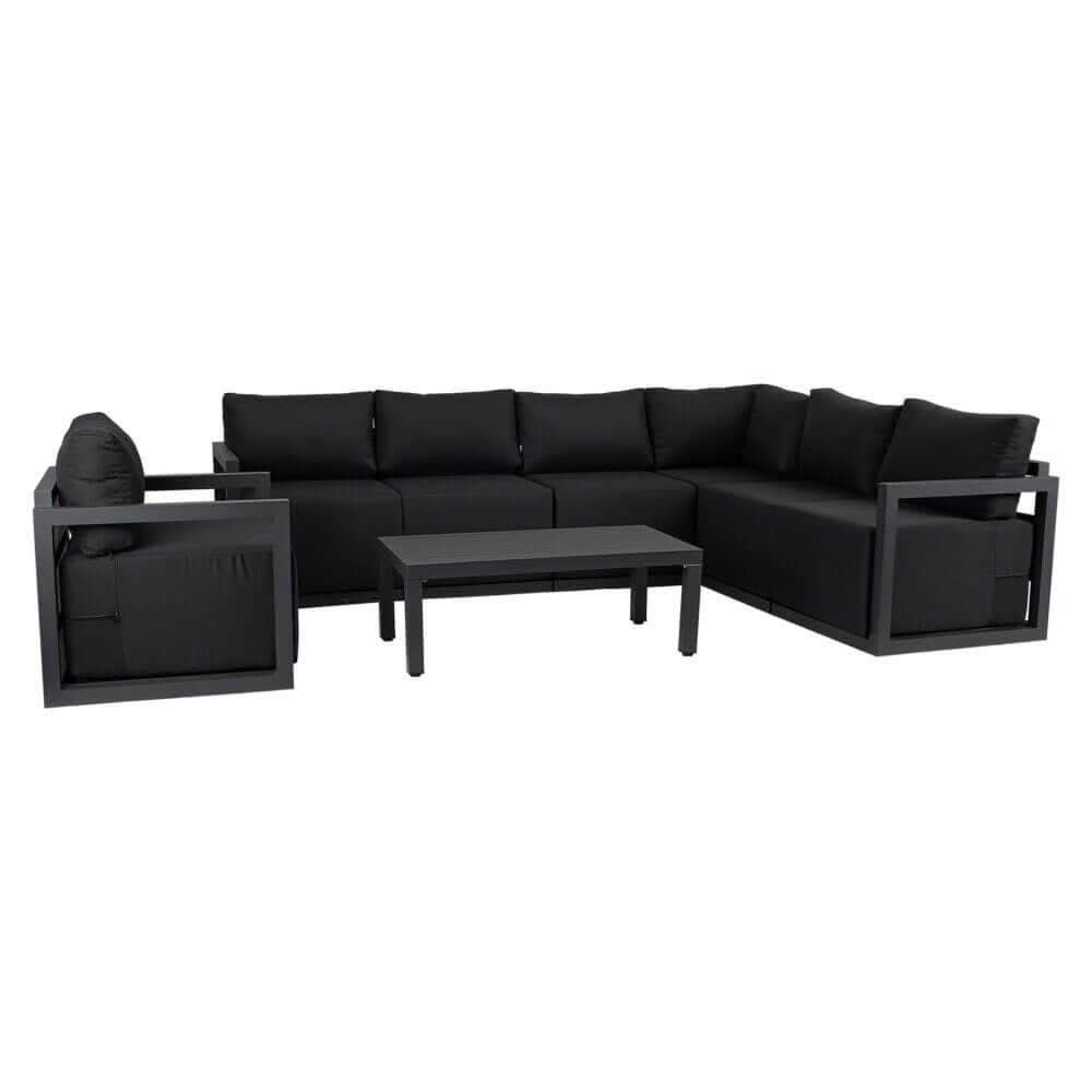 Alfresco 7-Seat Garden Outdoor Lounge Setting - Charcoal Grey