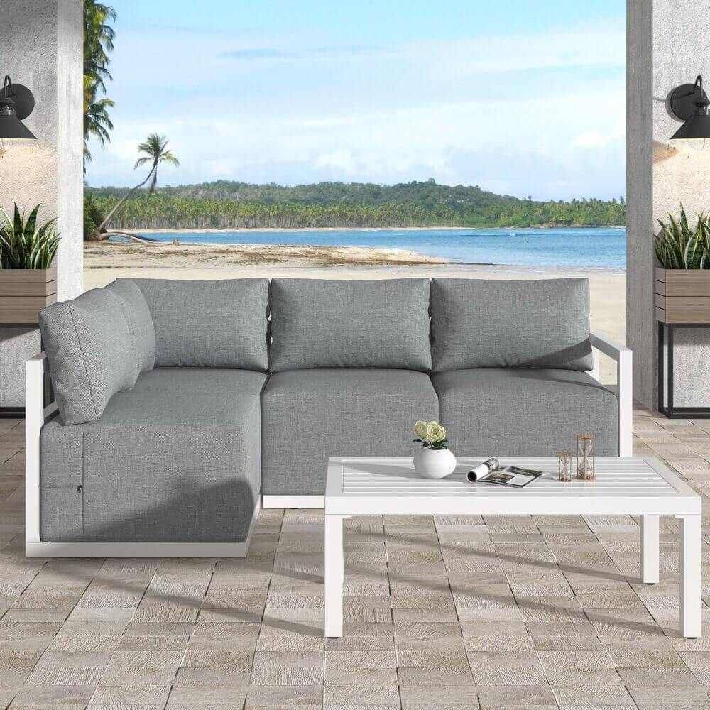 Four-Seat Alfresco Harmony Set Outdoor Furniture - Charcoal Grey