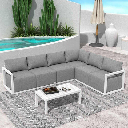 Alfresco Contemporary All Weather Lounge Set - White