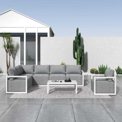 Alfresco 7-Seat Garden Outdoor Sofa Set - White