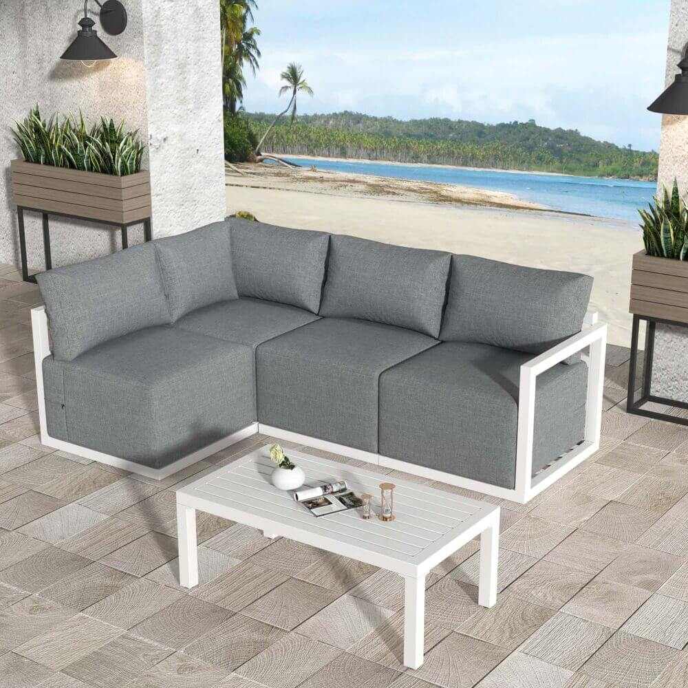 Outdoor Four Seat Sofa Set - White