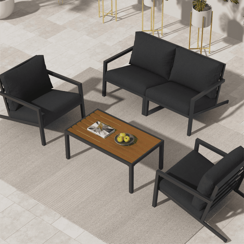 Aidan Garden Furniture Sofa Set in Slate Grey - 5 pieces