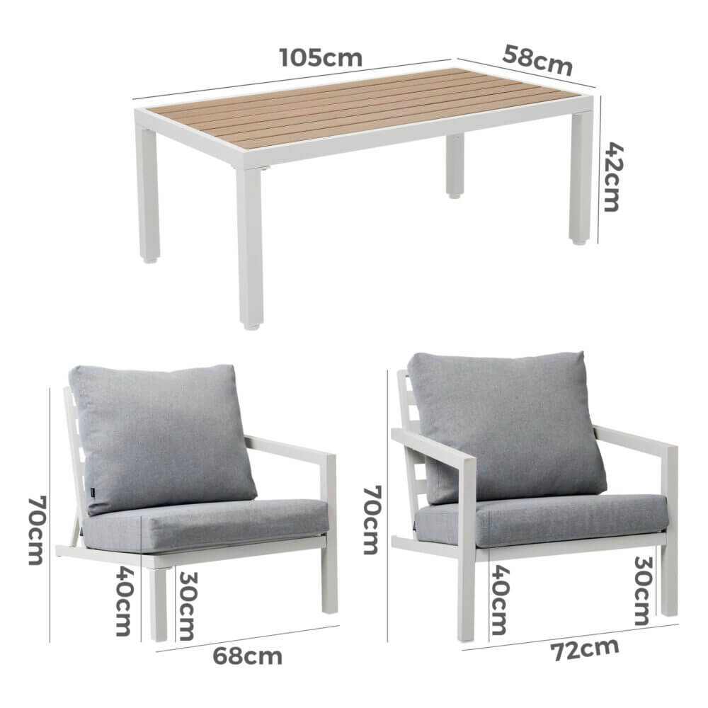 Aidan Garden Furniture Set in White - 5 pieces