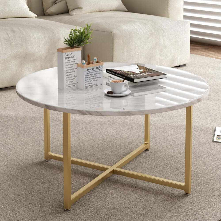 White Marble Effect Coffee Table