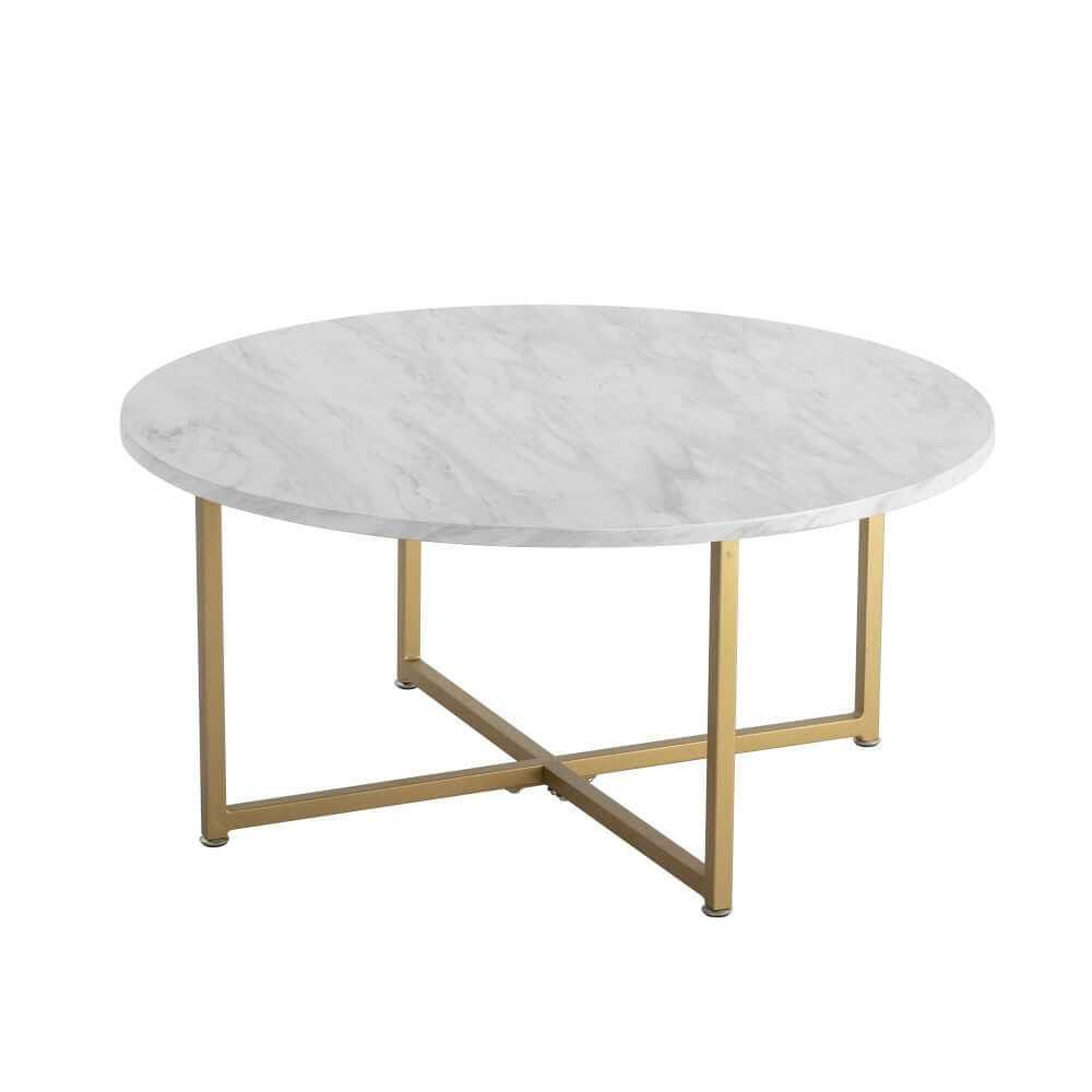 White Marble Effect Coffee Table-Upinteriors