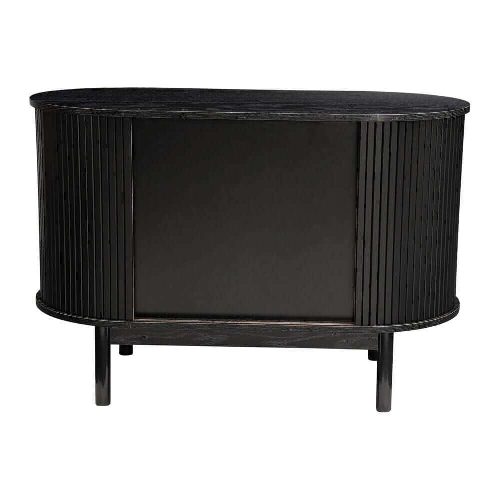 Black Ribbed Mid Century Modern Sideboard