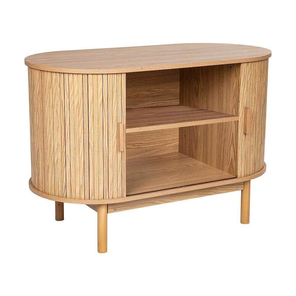 Natural Wood Ribbed Contemporary Sideboards Cabinet