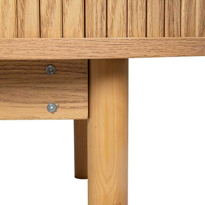 Natural Wood Ribbed Contemporary Sideboards Cabinet