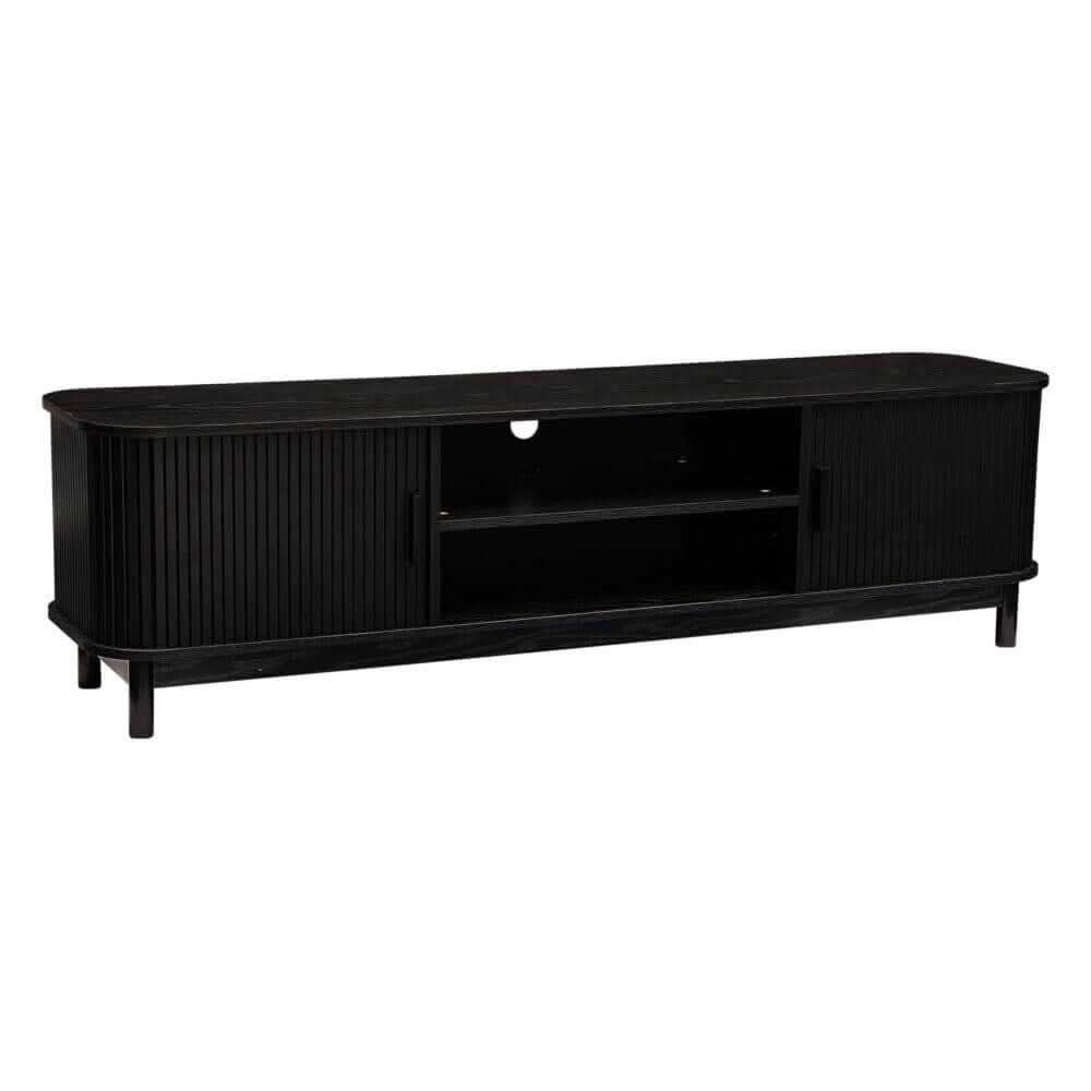 160cm Entertainment Unit Ribbed Black Media Console
