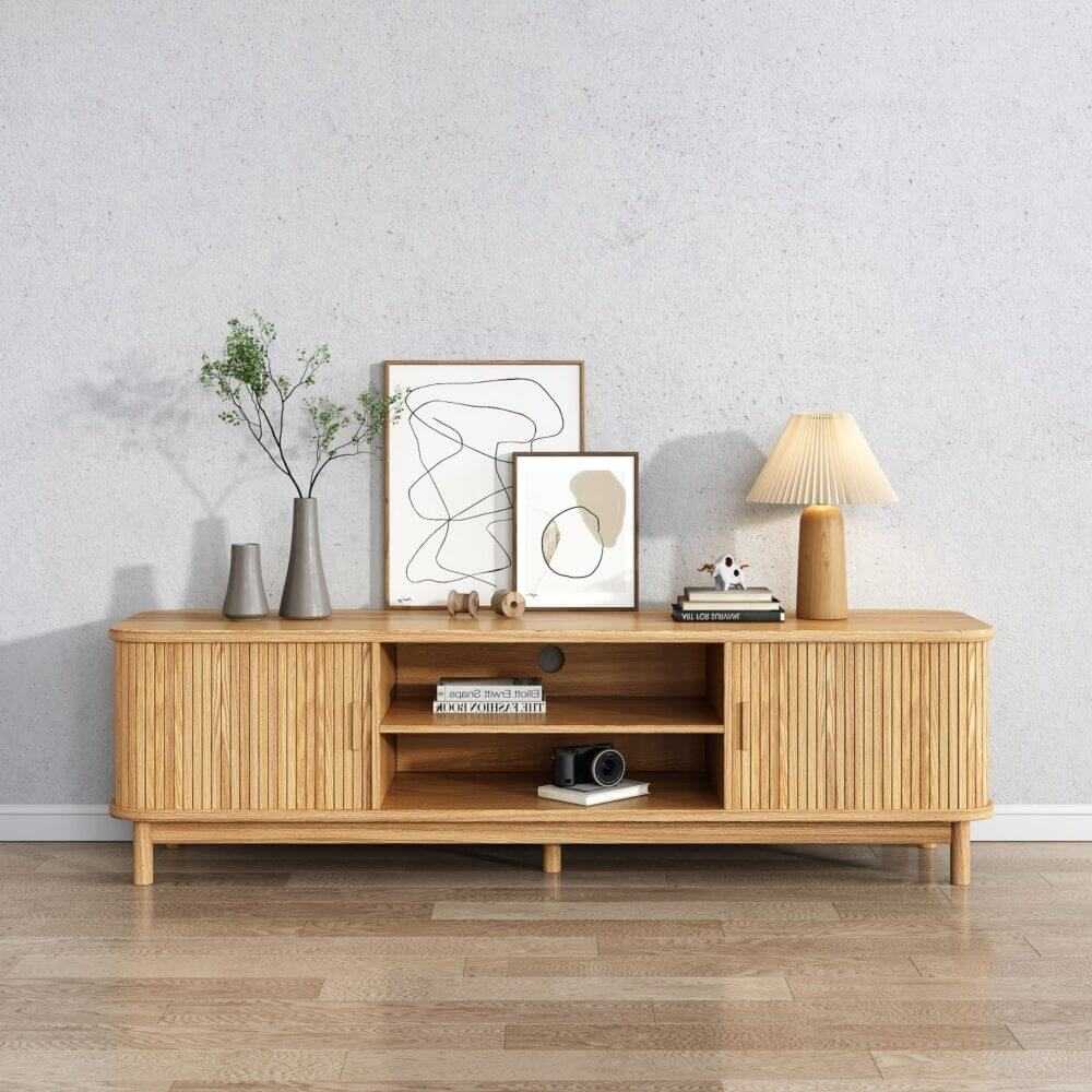 Ribbed Natural 160cm TV Unit