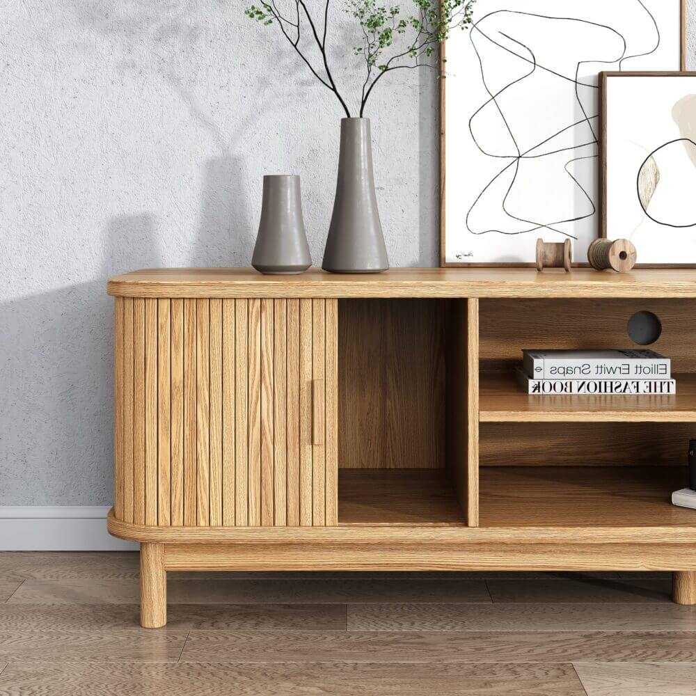 Ribbed Natural 160cm TV Unit