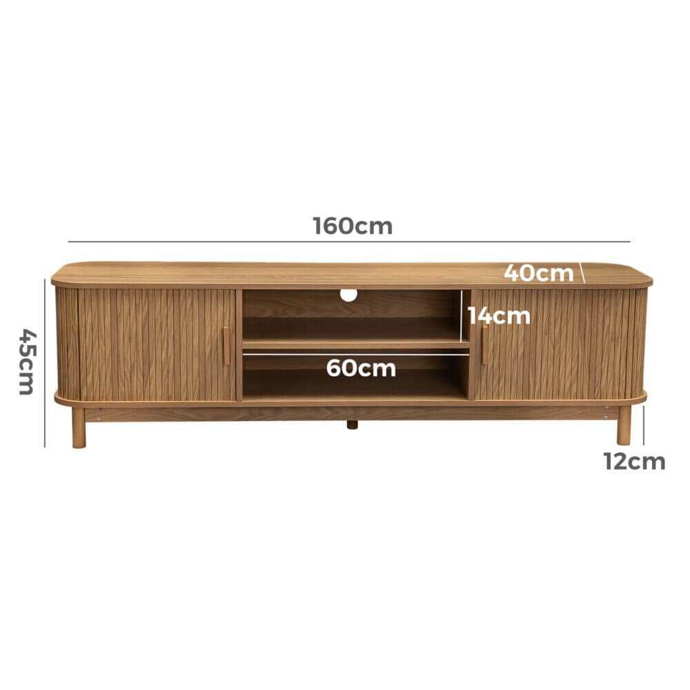 Ribbed Natural 160cm TV Unit