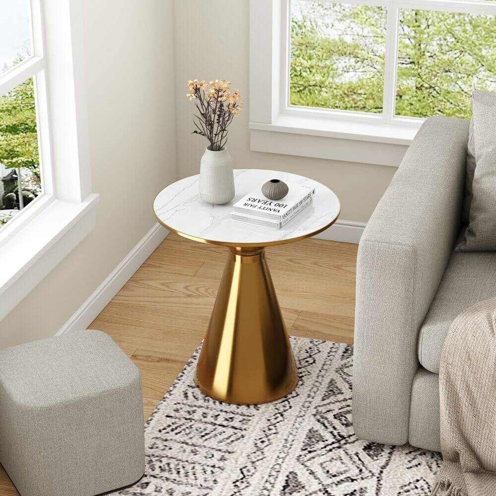 Golden Halo Metal Round Side Table