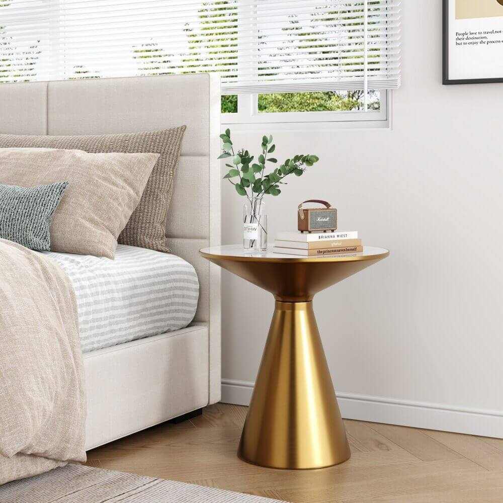 Golden Halo Metal Round Side Table