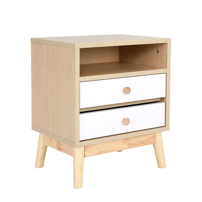 Bedside Table Nightstand 2 Drawer ANYA OAK