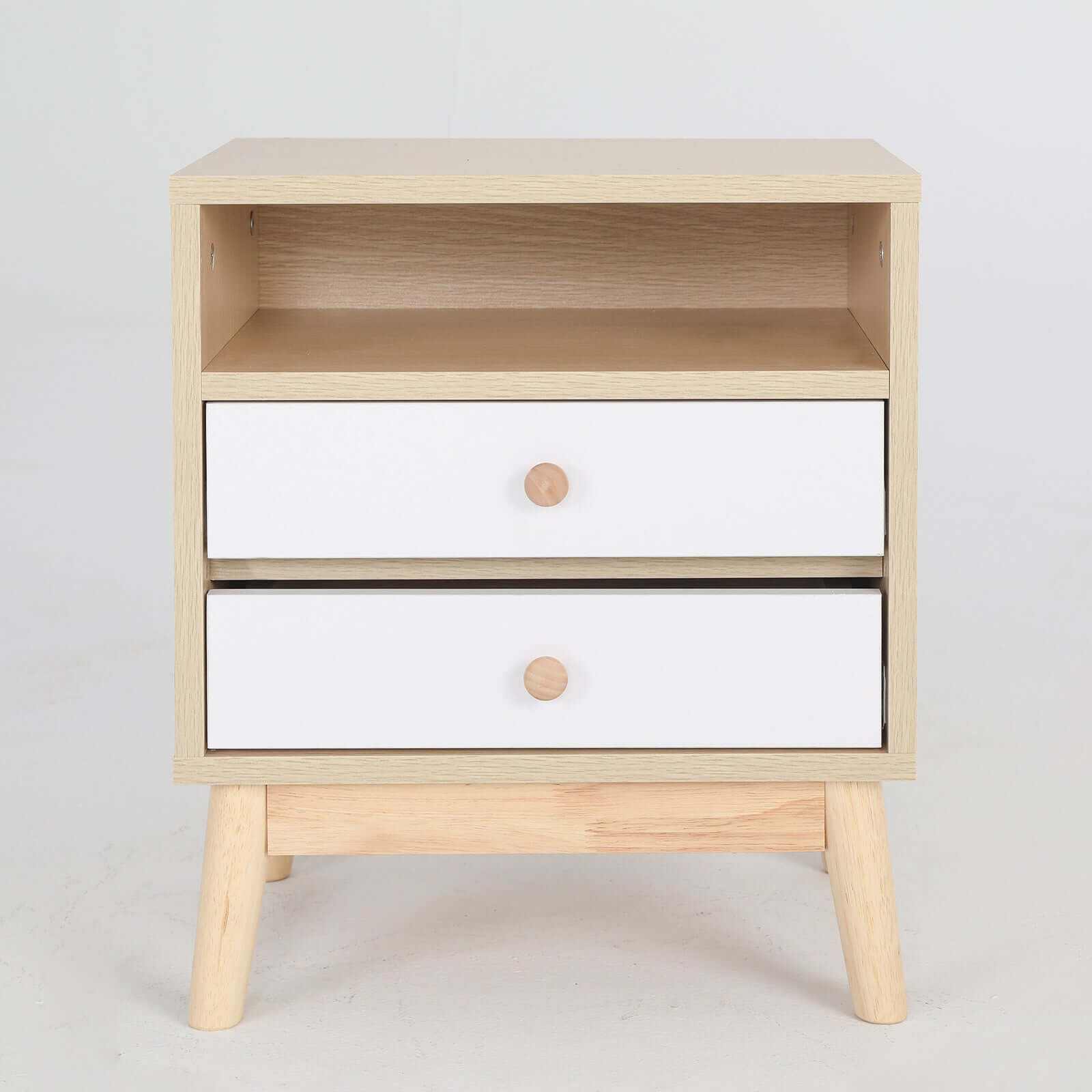 Bedside Table Nightstand 2 Drawer ANYA OAK