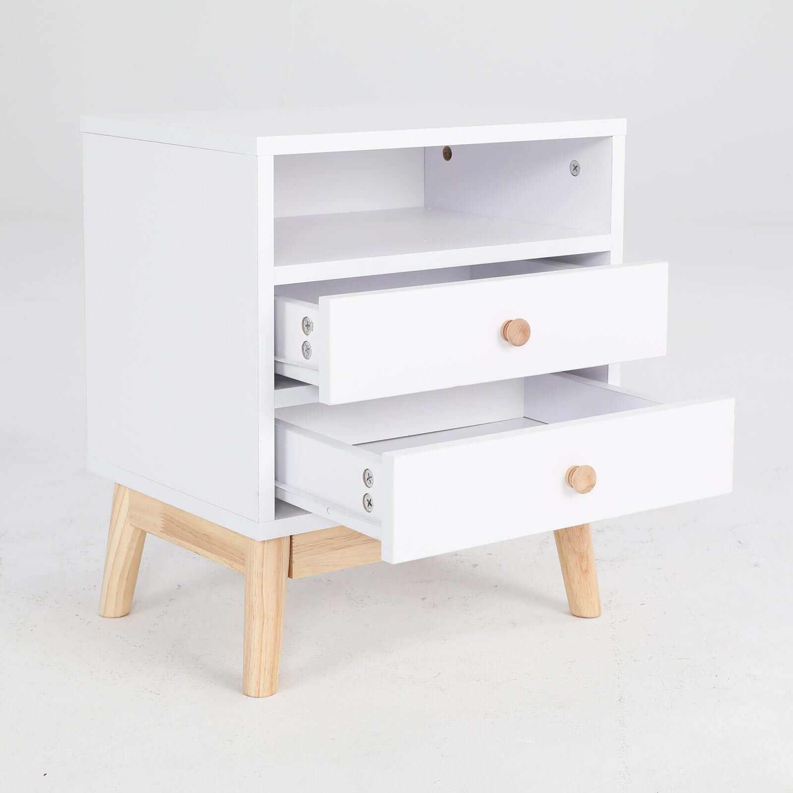Bedside Table Side Storage Cabinet Nightstand Bedroom 2 Drawer ANYA - 