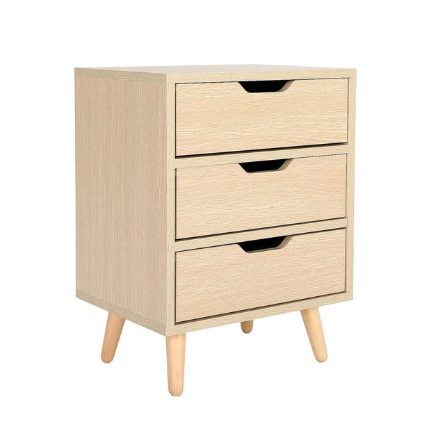 oak 3 drawer bedside 