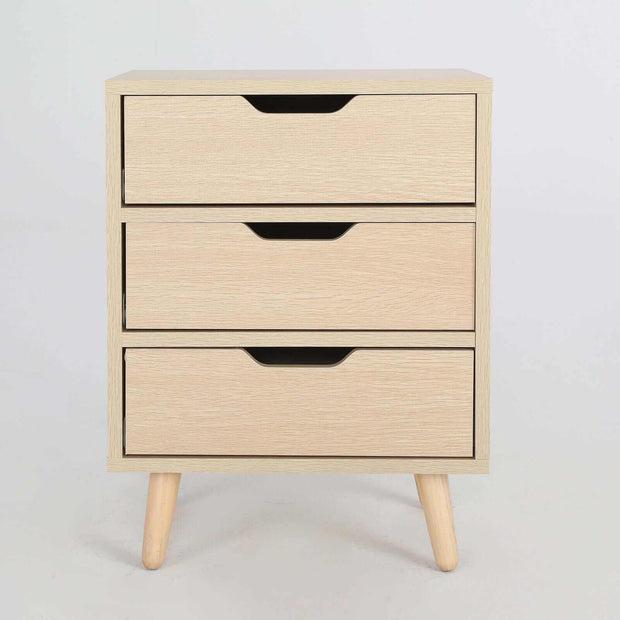 oak 3 drawer bedside 