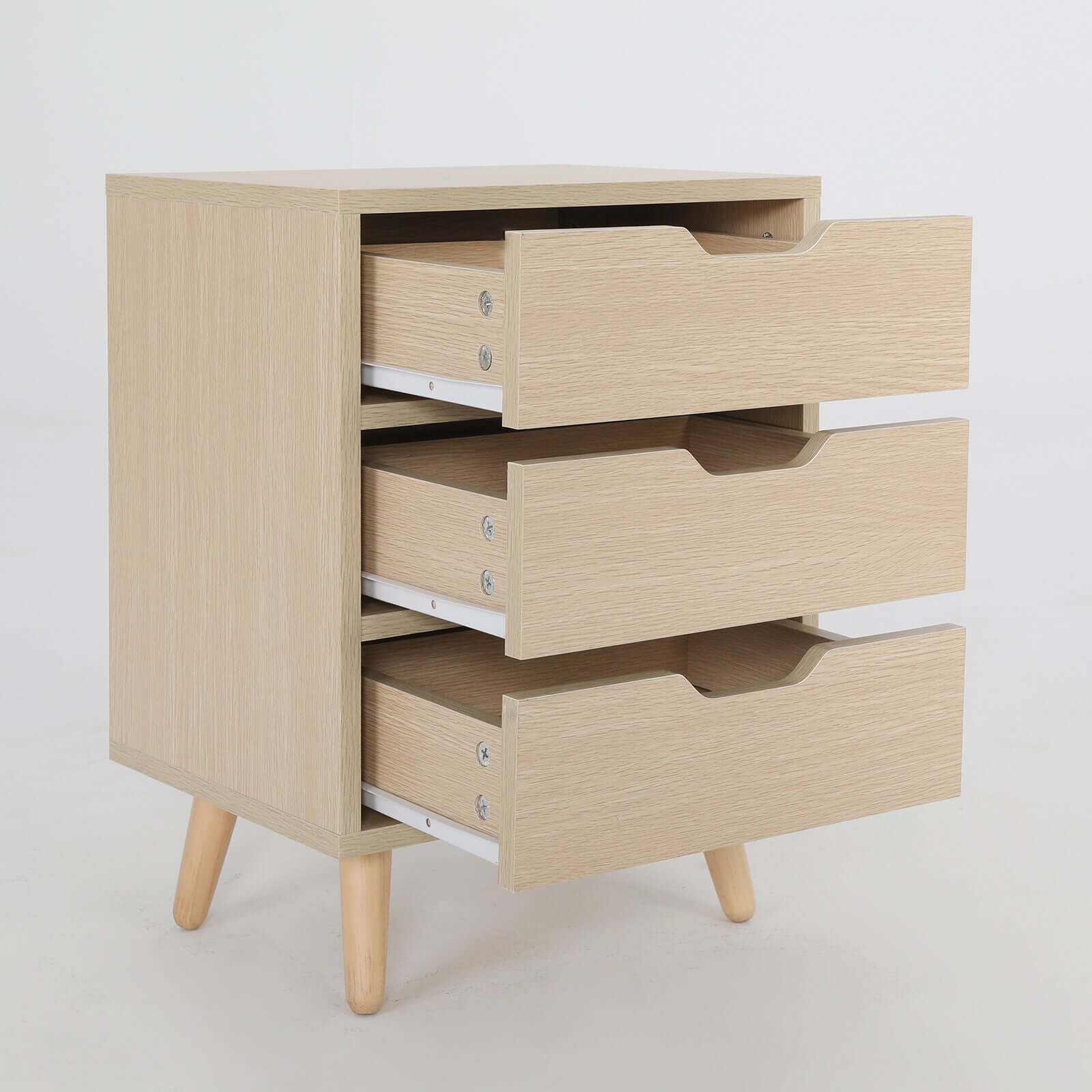 LACY OAK 3 Drawer Bedside Table