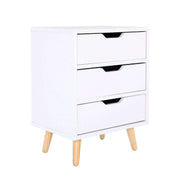 Bedside Table 3 Drawer Nightstand - White