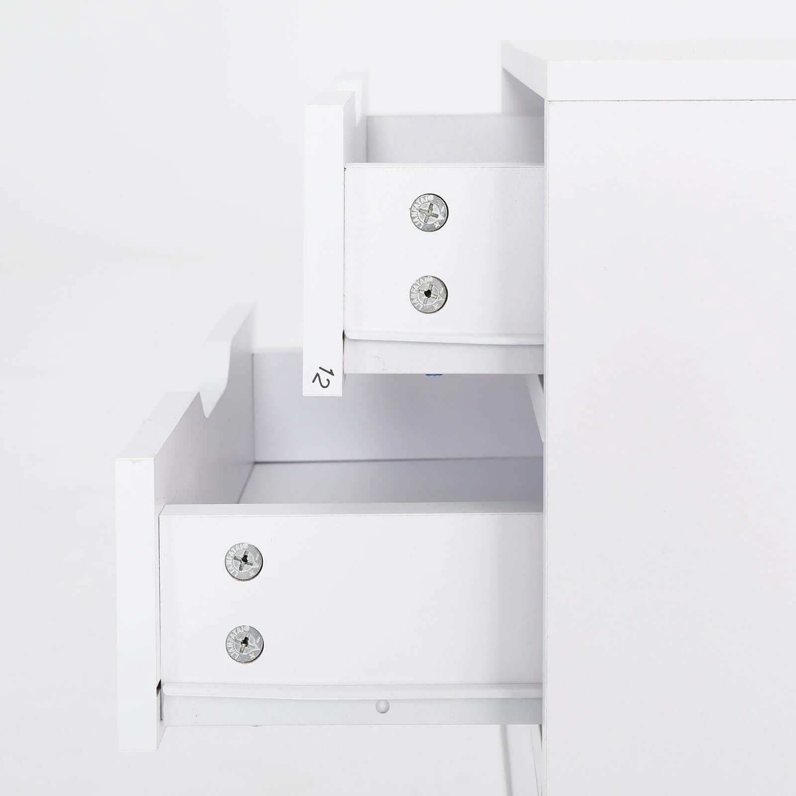 Bedside Table 3 Drawer Nightstand - White