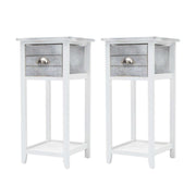 Valerie Bedside Table Vintage Grey Nightstand Set of 2