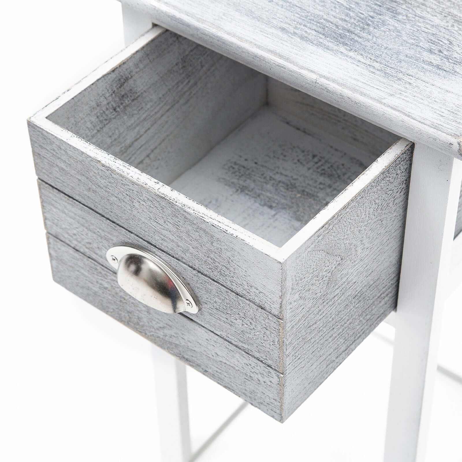Valerie Bedside Table Vintage Grey Nightstand Set of 2