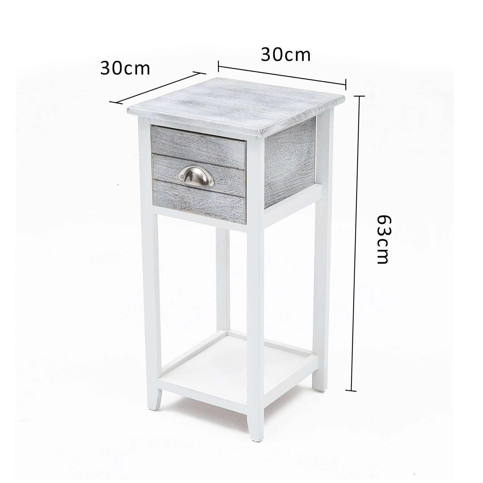 Valerie Bedside Table Vintage Grey Nightstand Set of 2