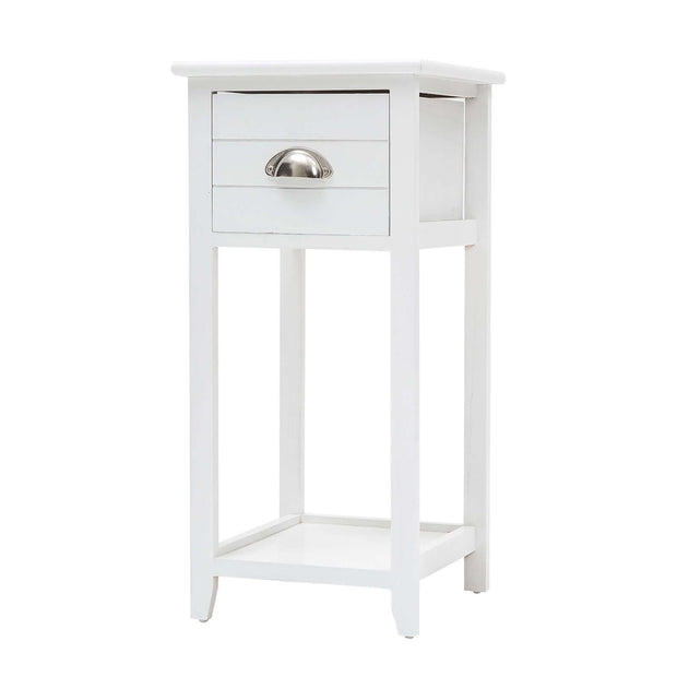 white bedside with drawer