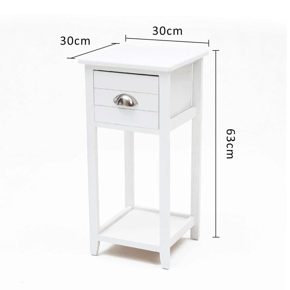 white bedside with drawer