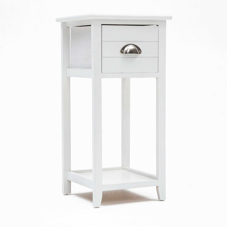 white vintage bedside table 