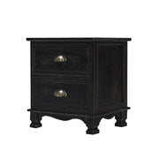 LYDIA Bedside Table 2 Drawer Side Table - BLACK