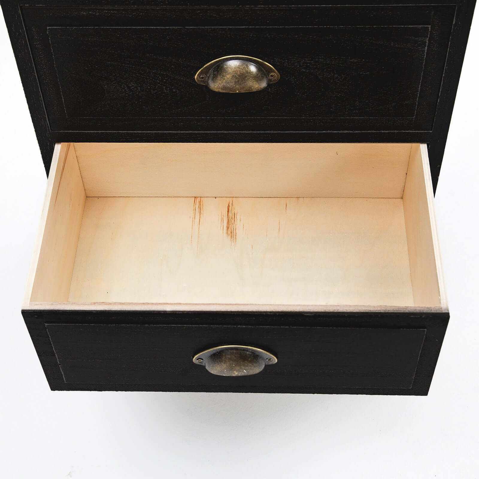 LYDIA Bedside Table 2 Drawer Vintage Black Nightstand Set of 2