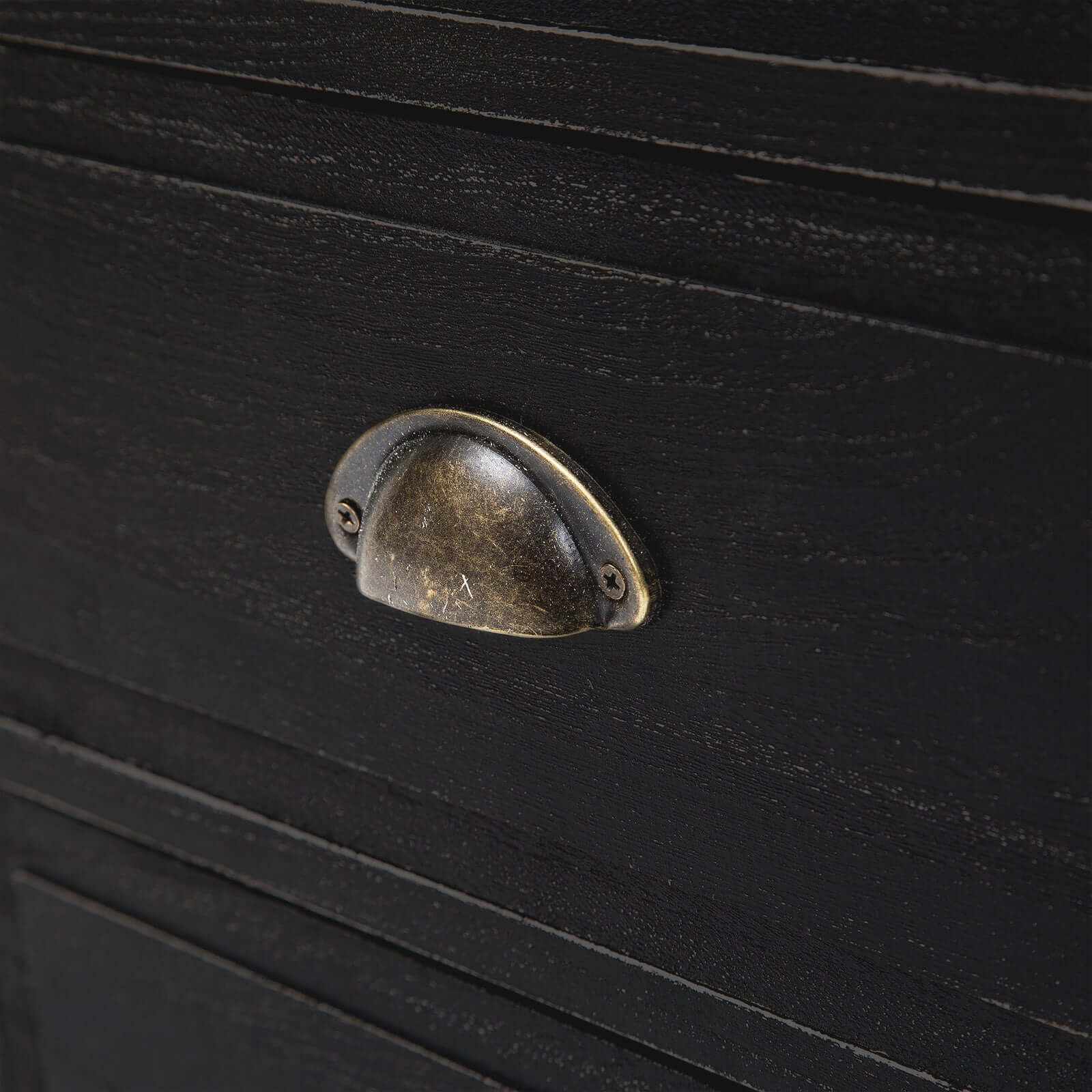 LYDIA Bedside Table 2 Drawer Vintage Black Nightstand Set of 2