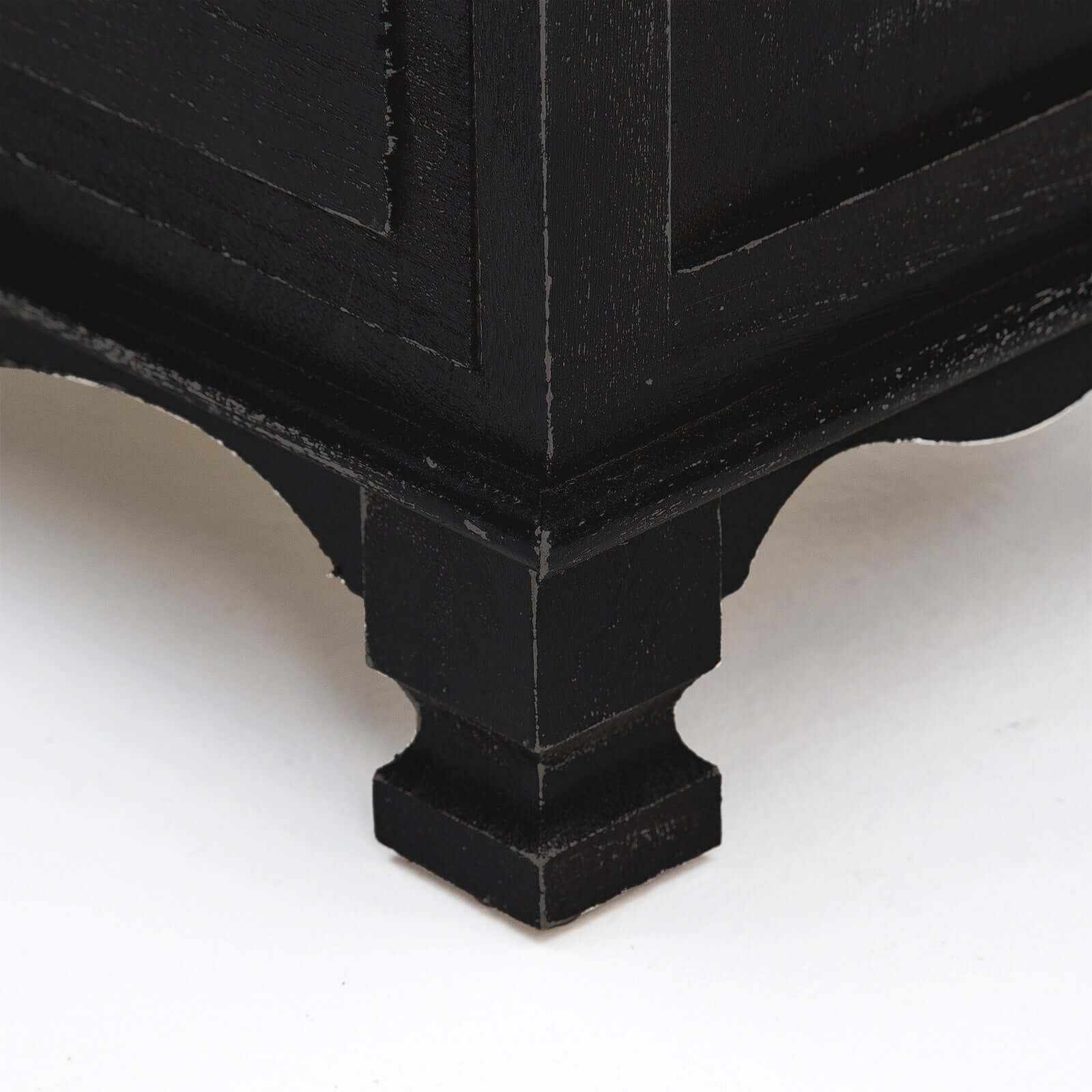 LYDIA Bedside Table 2 Drawer Vintage Black Nightstand Set of 2
