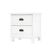 LYDIA Bedside Cabinet 2 Drawer White Nightstand