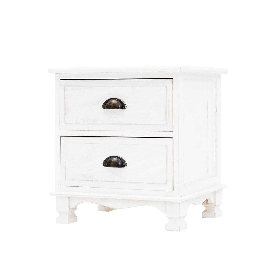 2 drawer white nightstand