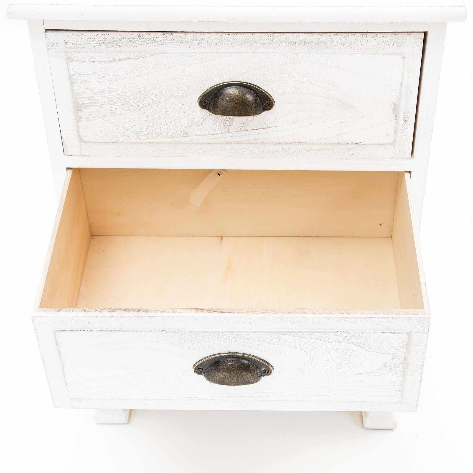 LYDIA Bedside Cabinet 2 Drawer White Nightstand